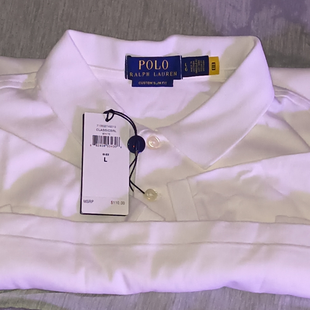 Ralph Lauren White Polo Shirt (Sz L) - Picture 4 of 5